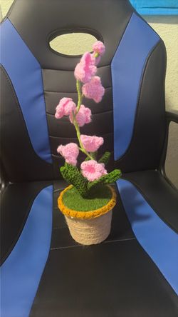 Handmade Crochet Pink Flower Potted Plant
