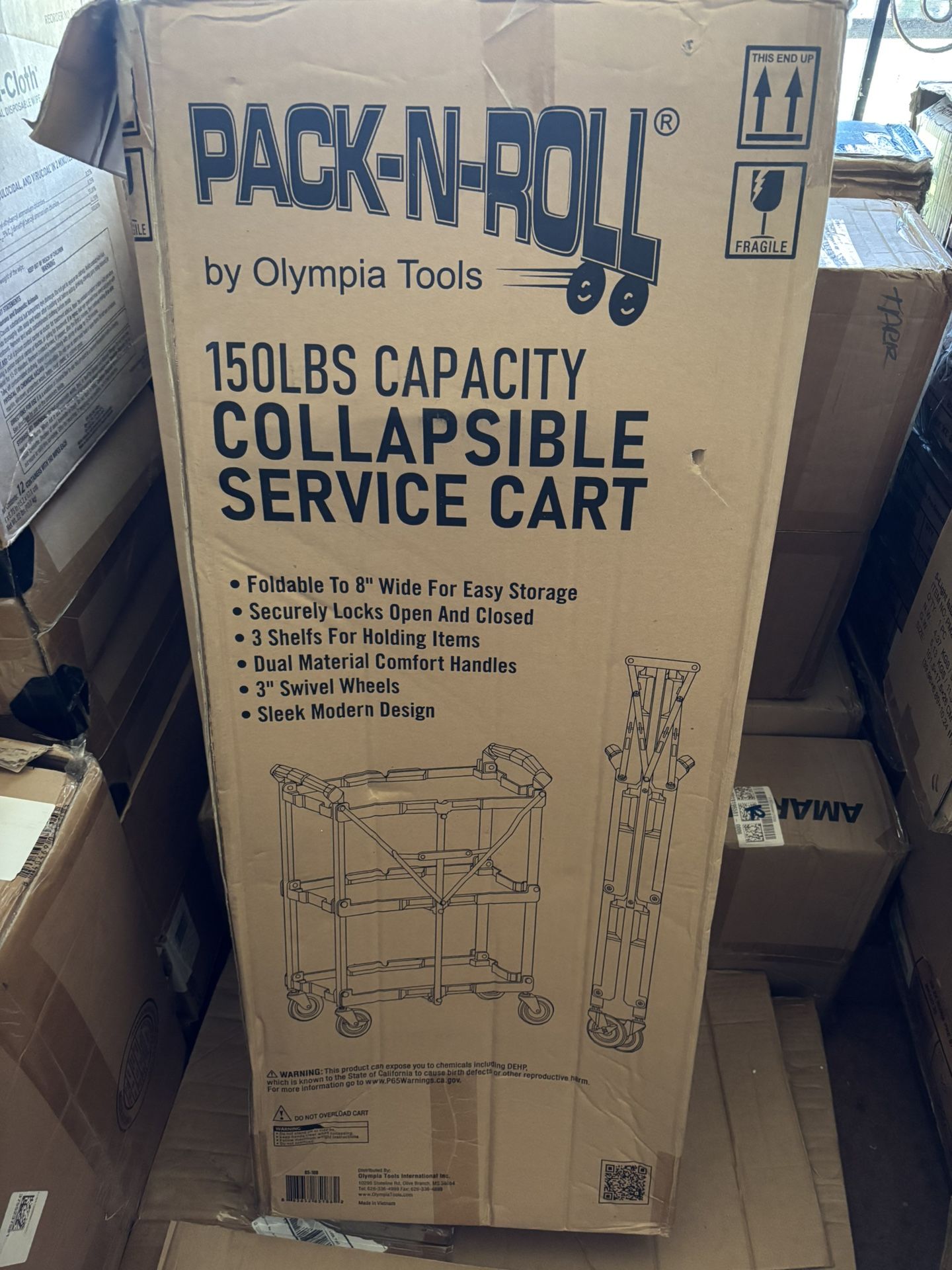 150LBS Capacity Collapsible Service Cart $50