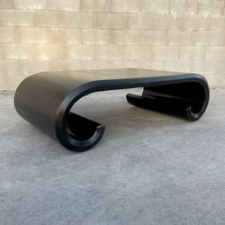 1980s Postmodern Black Waterfall Coffee Table 