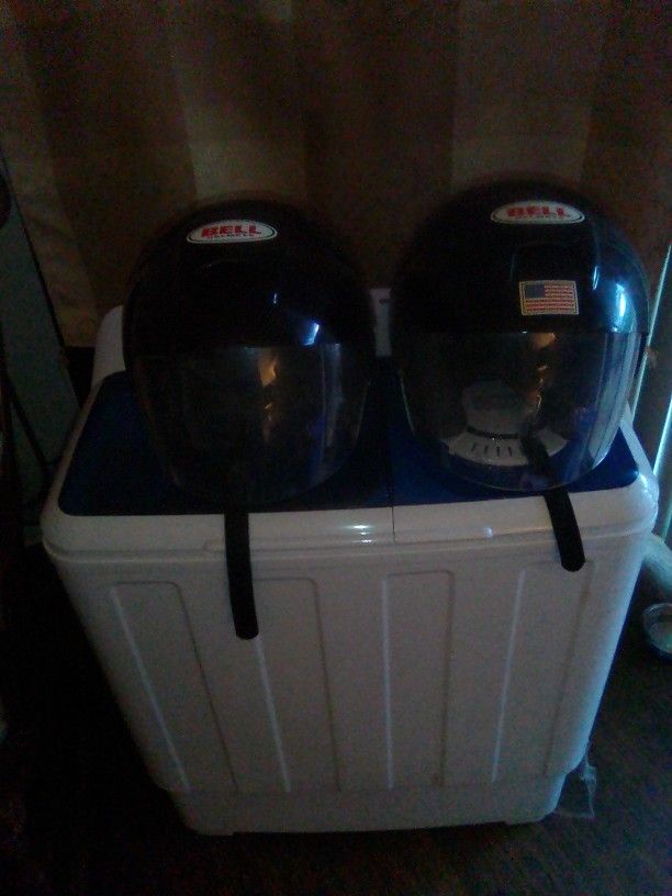 Two Full Faced Motorcycle Helmets By Dell