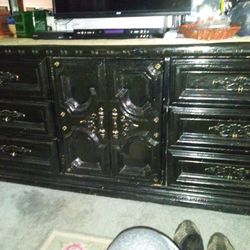 Wood Queen Size Black Bedroom Set