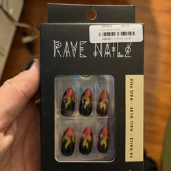flame press on nails