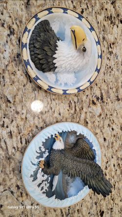 3D Bald Eagle Collector Plates Set of 2