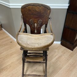 Antique 100+ year old vintage high chair convertible rocking chair  
