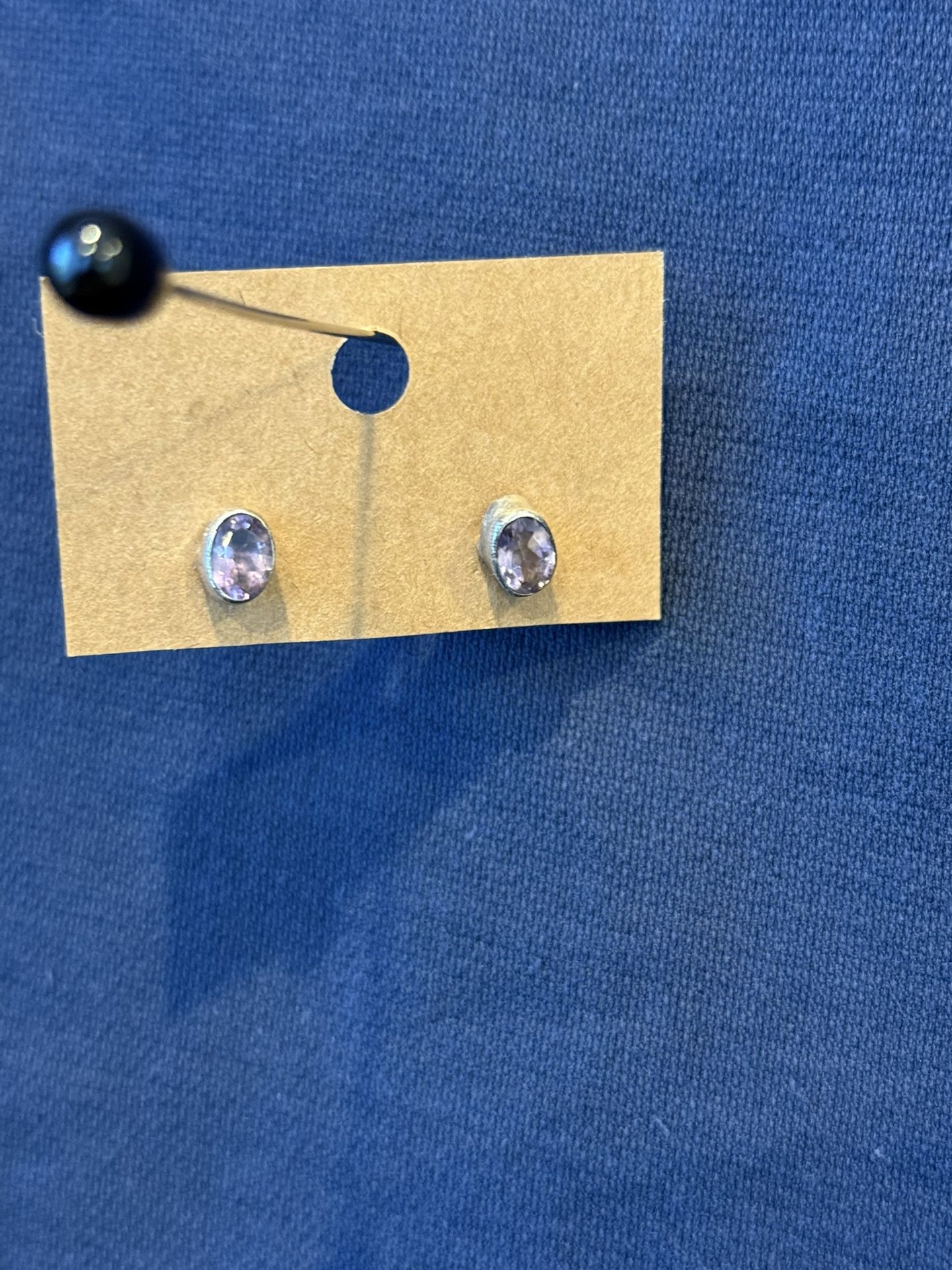 Sterling Silver Amethyst Stud Earrings New