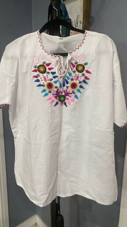 White cotton blouse with embroidery