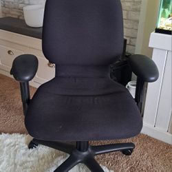 Black Fabric Office Chair with Arm Rest on Wheels Adjustable