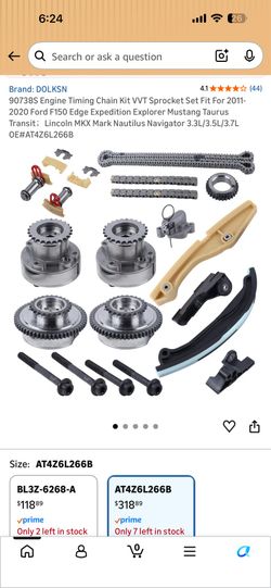 DOLKSN Engine Timing Chain Kit VVT Sprocket Set for Ford Lincoln 3.3L/3.5L/3.7L OE#AT4Z6L266B