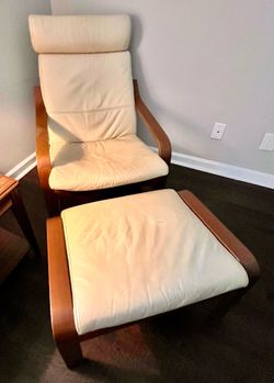 Wooden Armchair with Ottoman