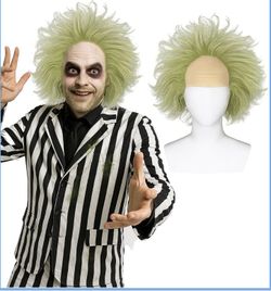 Green Cruly Wig for Men - Cosplay Wig for Halloween, Costume, Party and Daily Use with Elastic Wig Cap (Wig-02)