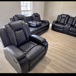 3 Piece Leather Sofa & Loveseat SET!! 🖤 BLACK