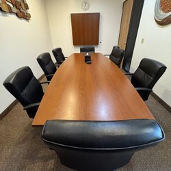 Conference Table And Leather Chairs 