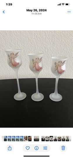 Vintage Frosted Glass Candleholders 
