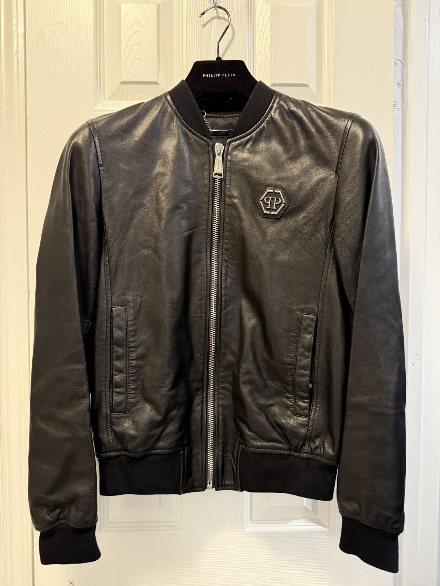 Authentic Philipp Plein Leather Bomber Jacket