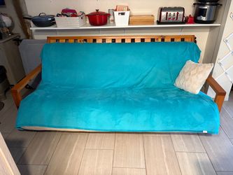 Solid Wood Futon Sofa Bed – Beige – Heavy Duty Vintage Frame