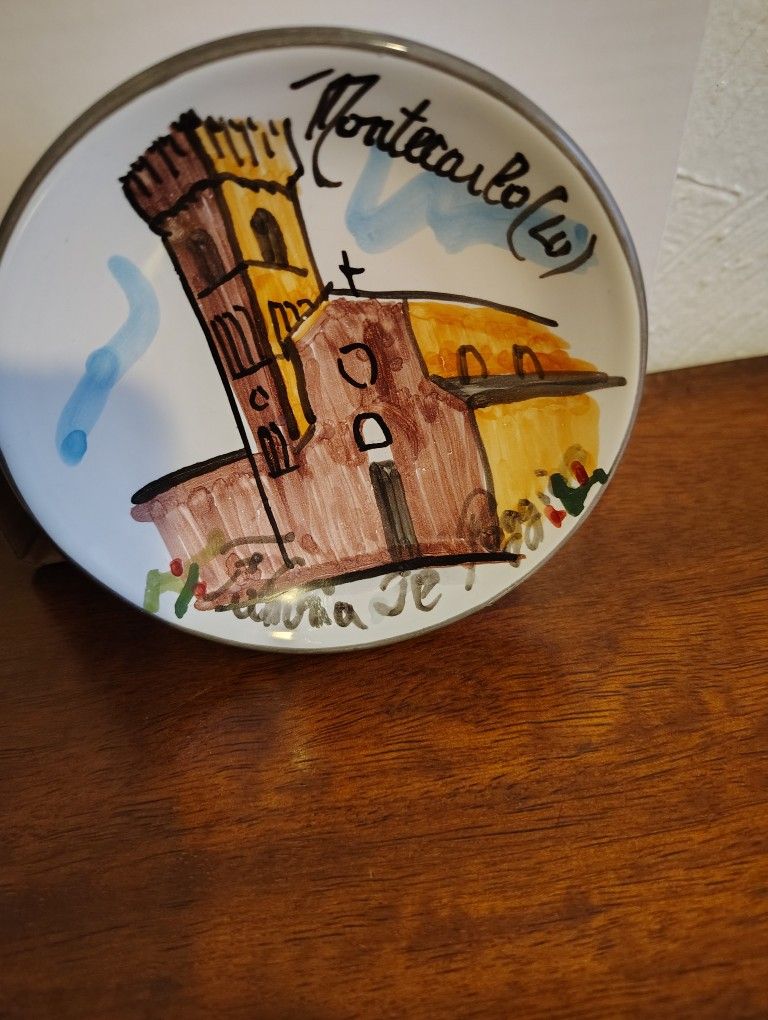 Hand Painted Ceramic Collector Plate From Monte Carlo Italy