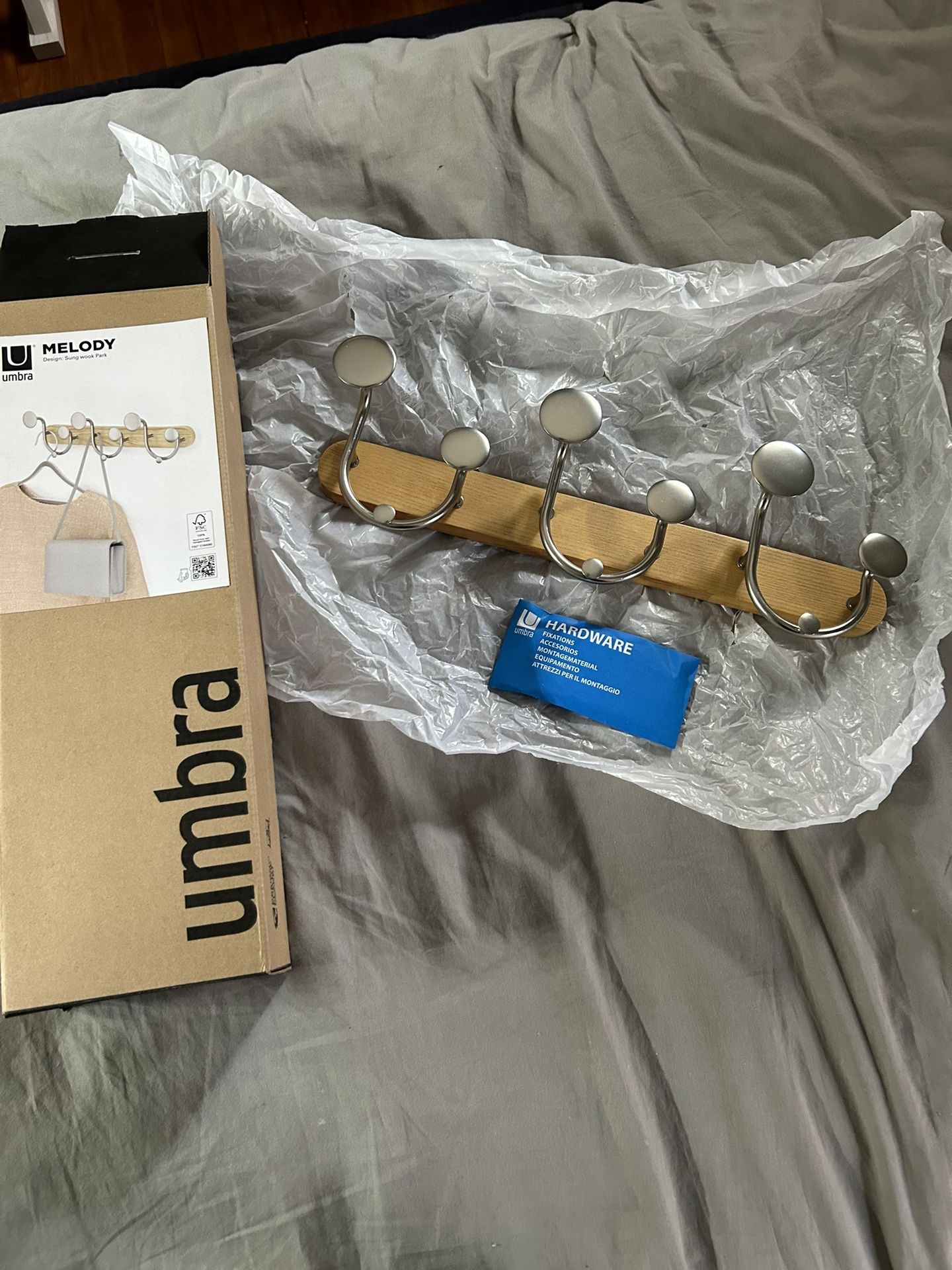 Umbra 9-Hook Wood and Metal Rack