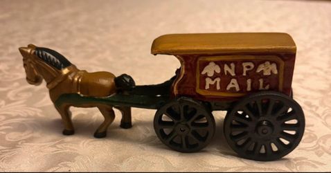 Dept. 56 Cast Iron Horse And NP Mail Carriage