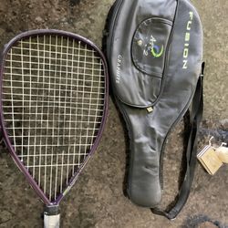 EXTELON Fushion Arc II Racquetball Racquet, carrying case, 2 new gloves, ball.