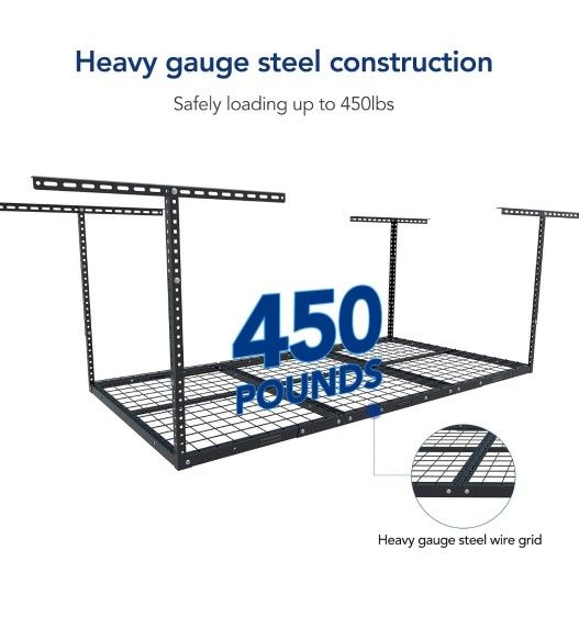 3x6 Overhead Garage Storage Adjustable Ceiling Storage Rack, 72" Length x 36" Width x 40" Height, Black

