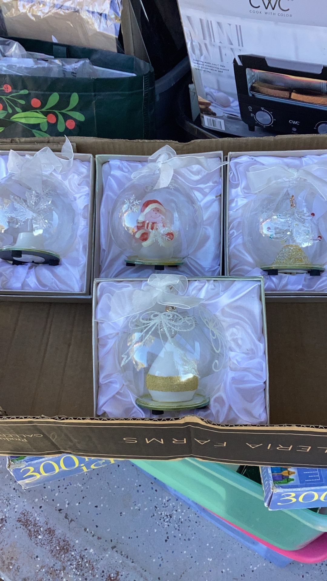 4 Light Up Table Christmas Globes