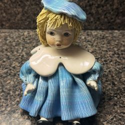 Vintage Signed Porcelain Girl Doll   Figurine Made In Italy