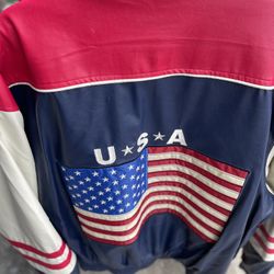 Men’s Leather Jacket  Logo USA,,,XL Brand Steve&Barry’S