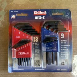 Eklind Hex L-Key Allen Wrench Combo Set Short SAE/Metric 22 Pc. Set