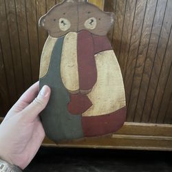 Wooden Couple Bear Stand