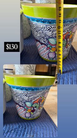 Large Hand-Painted Ceramic Planter Pot