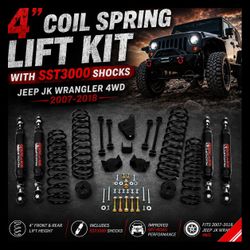 🔥 4" COIL SPRING LIFT KIT WITH SST3000 SHOCKS FOR JEEP JK WRANGLER 4WD 2007-2018 🔥