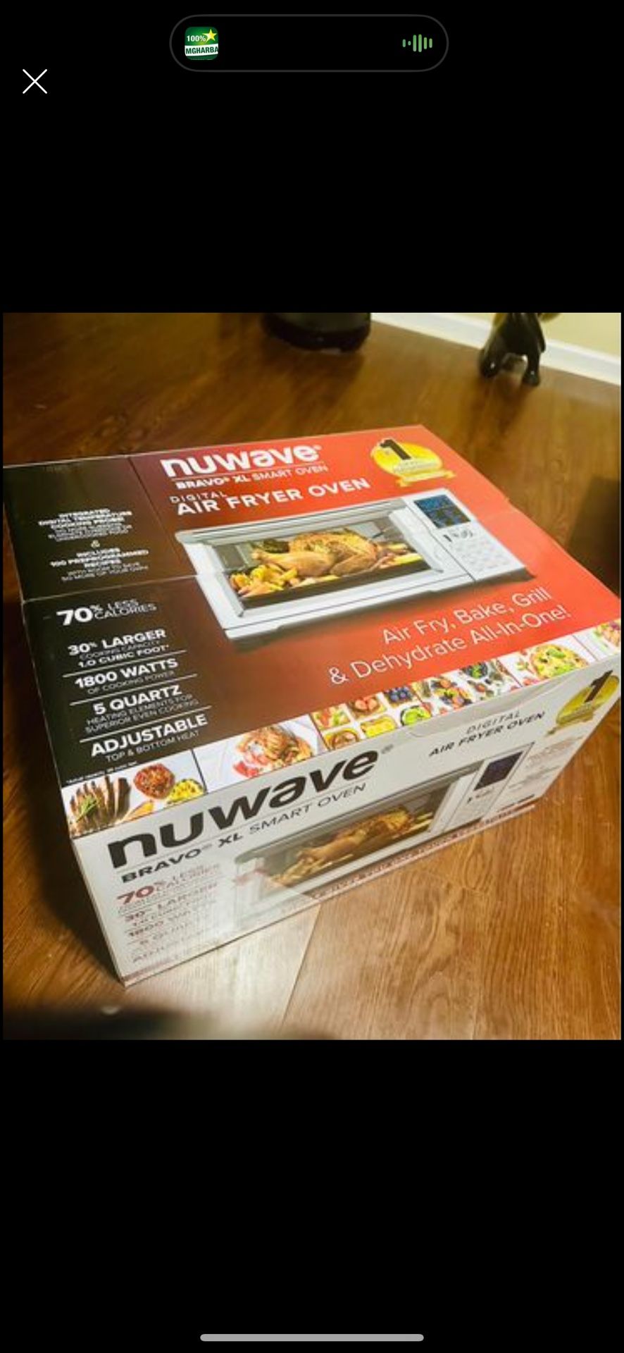 Nuwave Bravo XL Air Fryer Toaster Smart Oven, 12-in-1 Countertop Grill/Griddle Combo, 30-Qt XL Capacity, 50F-500F adjustable in precise 5F increments,