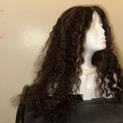 Realistic Wig – Medium Brown – Long Curly