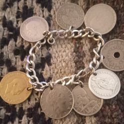 Vintage Sterling Silver Coin Bracelet 