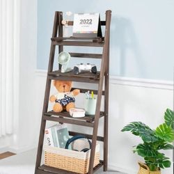 Brand New 45" Infinity Multifunction Wooden Foldable Ladder Shelf 