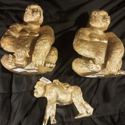 Gold Ceramic  Gorilla Statues