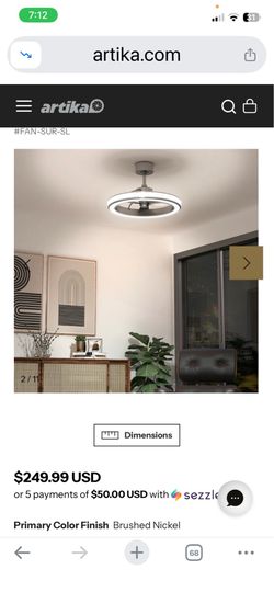 Brand New Artika Edwin LED Ceiling Fan - Brushed Nickel