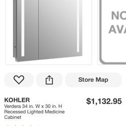KOHLER Verdera 34 in. W x 30 in. H Recessed Lighted Medicine Cabinet