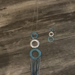 Silver Turquoise Looking Necklace Only One Earring