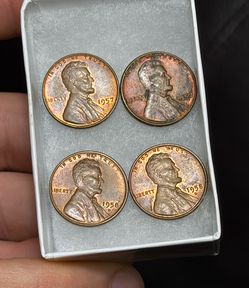 Stunning 🤩!! Monster / Rainbow Toned Lincoln Wheat Penny Set (1957 & 1958) !!
