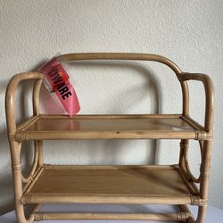 Vintage Rattan / Bamboo 2-Tier Shelf