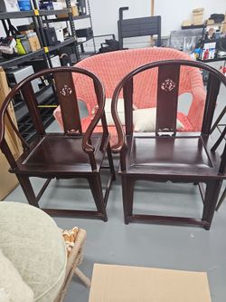 Pair of Chinese Horseshoe Armchairs