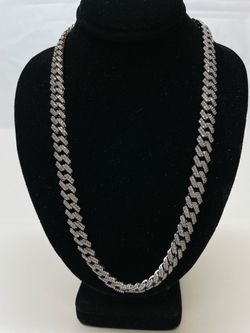 Iced Out Cuban Link Chain Necklace .925 Silver
