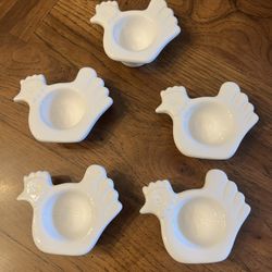 Vintage Ceramic Chicken-shaped Egg Cups - Set of 5