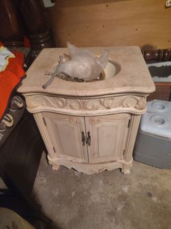 Ornate Bathroom Vanity with Stone Top