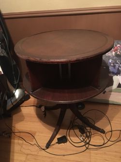 Antique rotating round side table