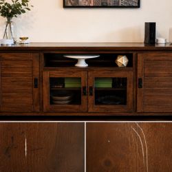 Living Spaces Solid Wood TV Console | Entertainment Cente