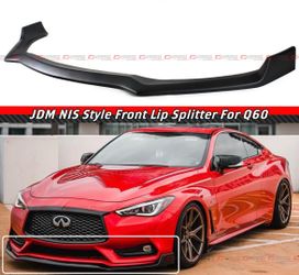 17-22 INFINITI Q60 V2 MATT BLACK FRONT BUMPER LIP
