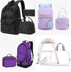 Back to school backpack sets, $20 ea, NEW