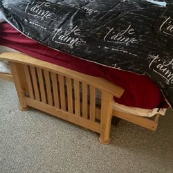 Free Solid Wood Futon With Full Size Mattress
